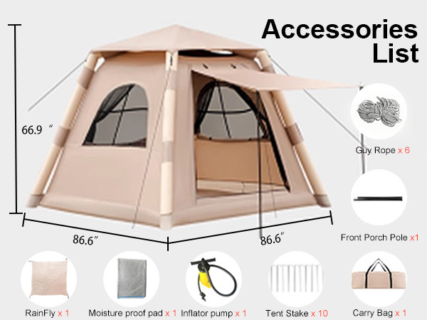 Inflatable Tent Outdoor Tent 2-4-person Tent Quick-opening Tent Inflatable Tent Hut Tent Camping Portable Tent Windproof Tent Family Party Tent Pop-up Tent Shading And Waterproof Tent Camping Tent - Image 4