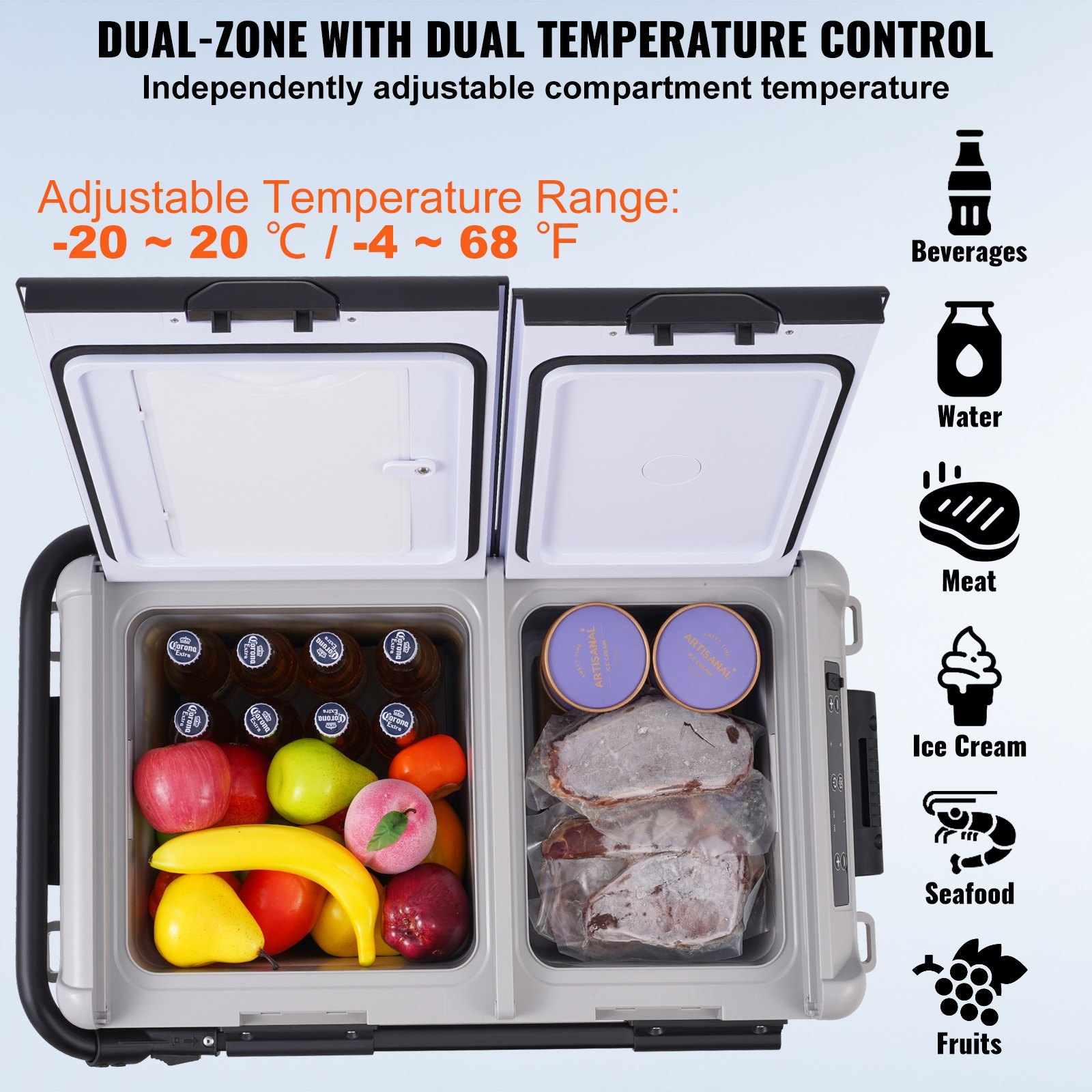 Portable Car Refrigerator Freezer Compressor 50 L Dual Zone For Home Car - Image 3