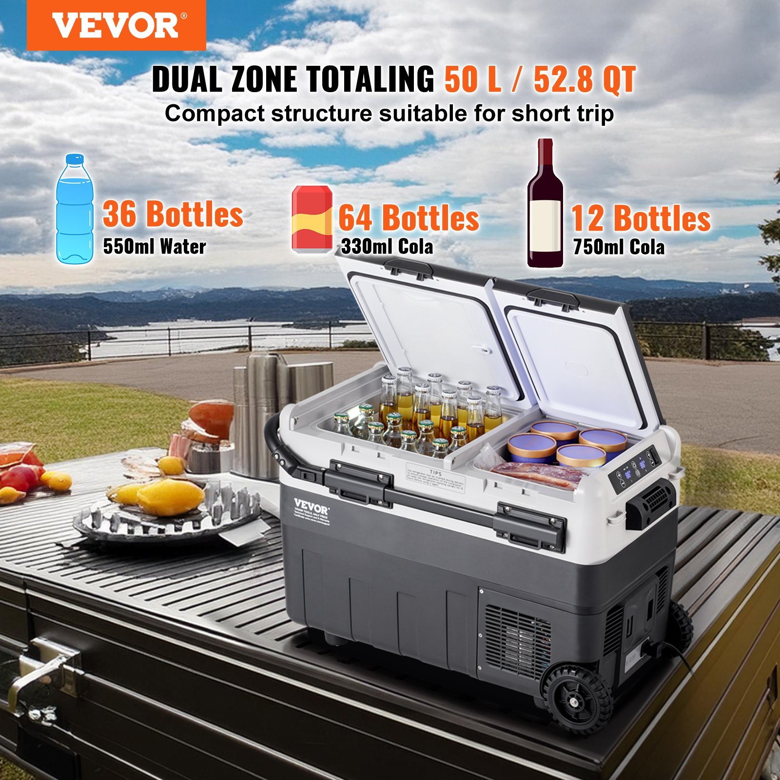 Portable Car Refrigerator Freezer Compressor 50 L Dual Zone For Home Car - Image 5