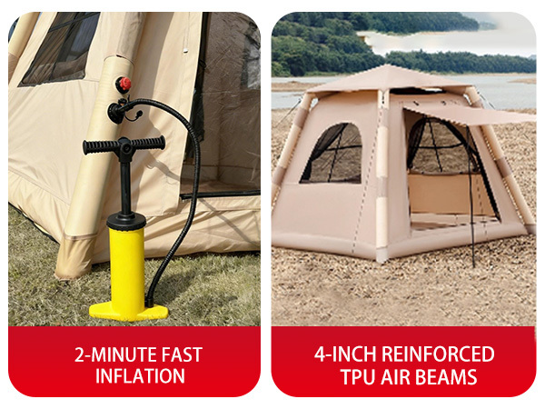 Inflatable Tent Outdoor Tent 2-4-person Tent Quick-opening Tent Inflatable Tent Hut Tent Camping Portable Tent Windproof Tent Family Party Tent Pop-up Tent Shading And Waterproof Tent Camping Tent - Image 5