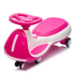 12V Kids Ride On Electric Wiggle Car W 2-in-1 Smart Design,Controllable LED Lights,Flashing PU Wheels&Wide Front Auxiliary Wheels,Triangular Stability Frame,5MPH Max Speed,Bluetooth Music,for Kids 3-8