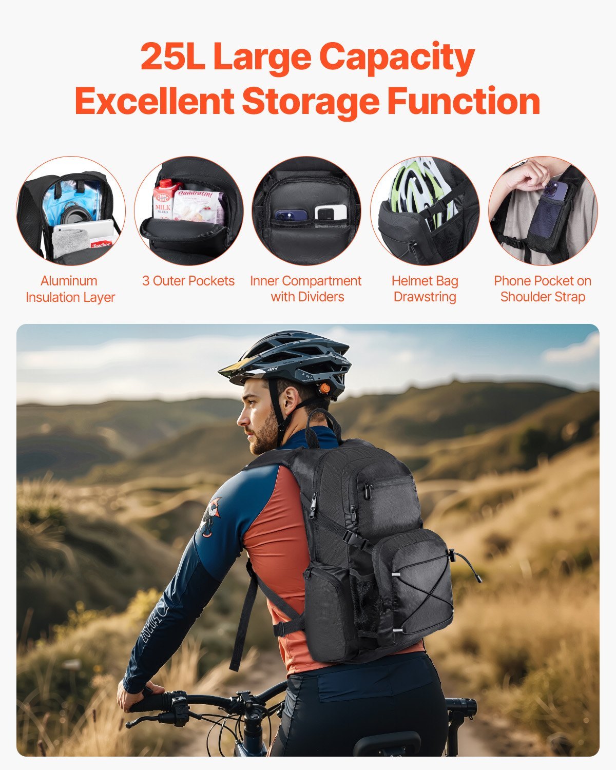 Hydration Backpack, 25L Insulated Hydration Pack Backpack With 2L TPU Water Bladder, Hiking Water Backpack With Storage For Men Women, Hydro Water Daypack For Hiking Running Cycling Camping - Image 4