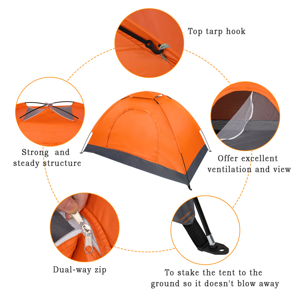 Single-person Single-layer Orange Tent - Image 3
