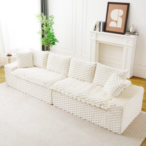 Luxury White Turtle Velvet Multifunctional Sofa - Arrangeable In Single Row, Side-by-Side Or Facing Each Other, Stylish Living Room Furniture For Cozy Home Decor
