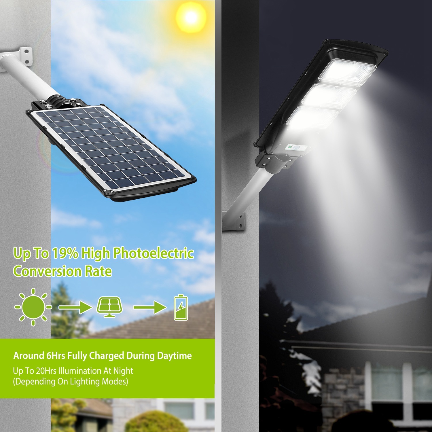 Solar Street Path Light Outdoor 180LEDs Sensor Remote Control Wireless Lamps IP65 Waterproof Lighting For Garage Front Door Garden Pathway - Image 5