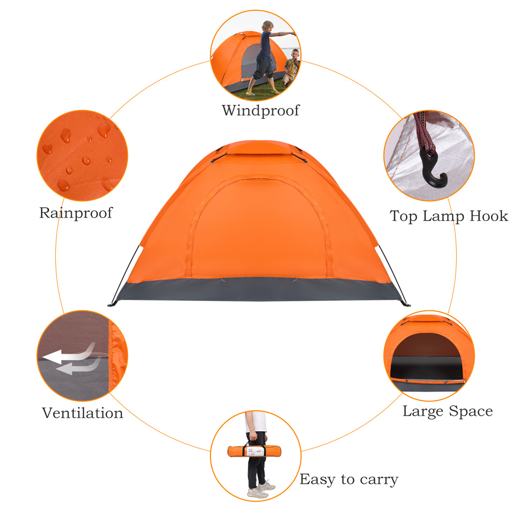 Single-person Single-layer Orange Tent - Image 7