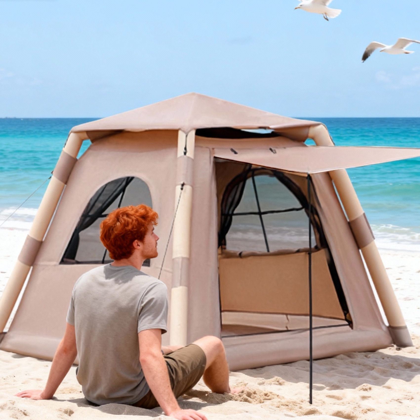 Inflatable Tent Outdoor Tent 2-4-person Tent Quick-opening Tent Inflatable Tent Hut Tent Camping Portable Tent Windproof Tent Family Party Tent Pop-up Tent Shading And Waterproof Tent Camping Tent - Image 8