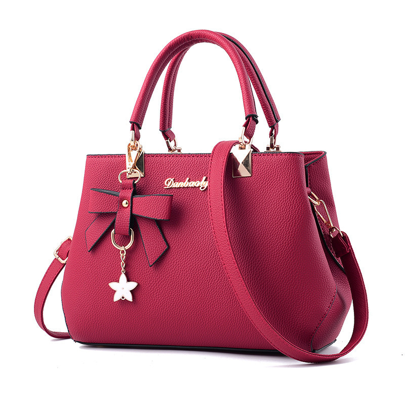 Top-handle Handbags Purse For Women Small Satchel PU Leather Shoulder Crossbody Bag With Bowtie Pendant - Image 8