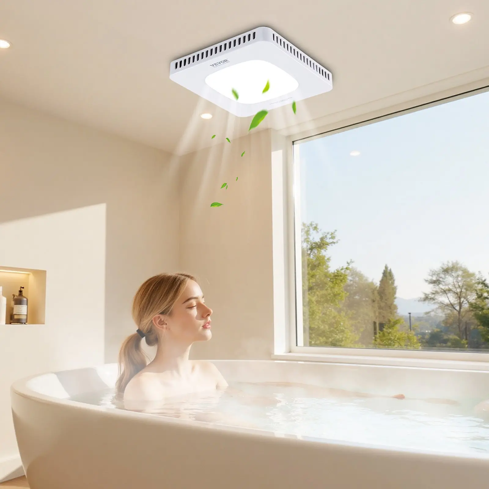VEVOR Bathroom Exhaust Fan with LED Light, 110 CFM Bathroom Vent Three Gear Color Temp, 1.5 Sones Low-Noise, Premium AC Motor Ceiling Fan for Laundry Room, Storage Room, Home Ventilation, White - Image 7