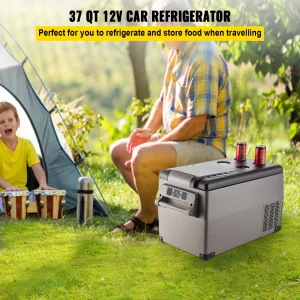 VEVOR Portable Refrigerator 37 Quart(35 Liter),12 Volt Refrigerator App Control(-4~68), Car Refrigerator Dual Zone with 12/24v DC & 110-240v AC for Camping, Travel, Fishing, Outdoor or Home Use