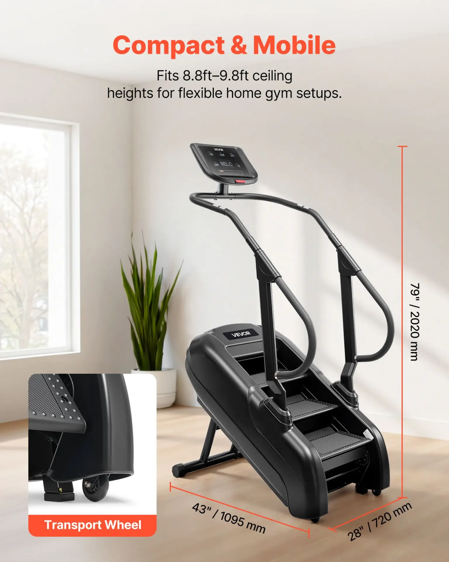 VEVOR Stair Stepper Machine, LED Screen Continuous Climbing Machines, Max Load 330 Lbs Stepping Climber for Home, 15 Speed Levels 28-168 Steps/Minute Stepmill Exercise for Cardio Lower Body - Image 4