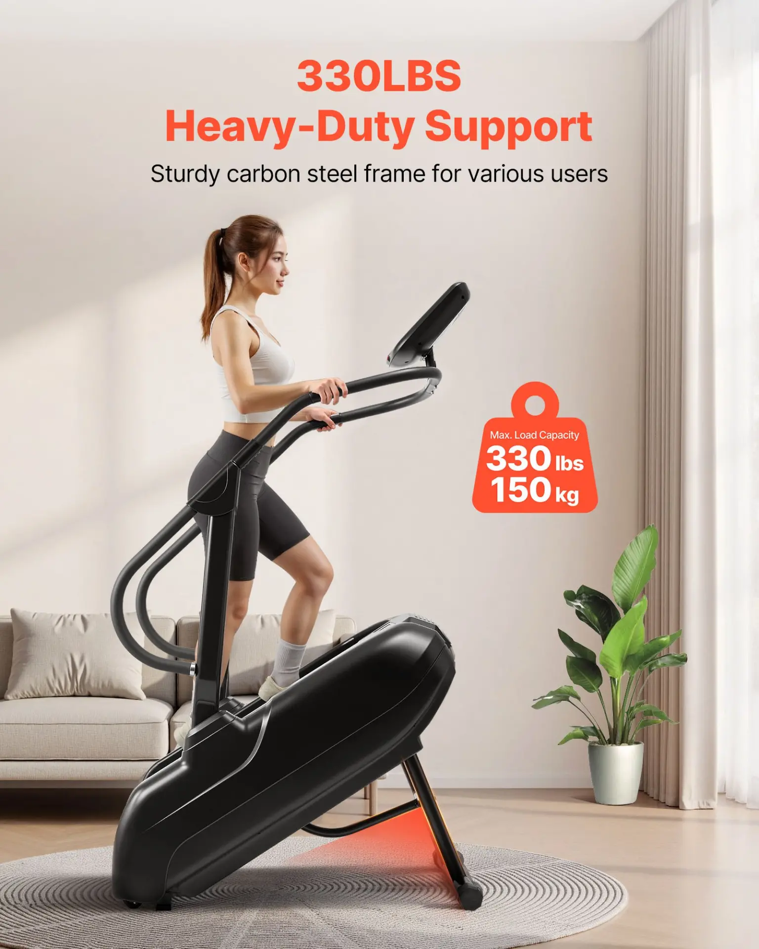 VEVOR Stair Stepper Machine, LED Screen Continuous Climbing Machines, Max Load 330 Lbs Stepping Climber for Home, 15 Speed Levels 28-168 Steps/Minute Stepmill Exercise for Cardio Lower Body - Image 5