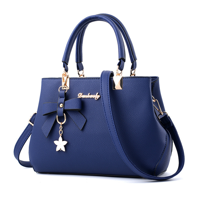 Top-handle Handbags Purse For Women Small Satchel PU Leather Shoulder Crossbody Bag With Bowtie Pendant - Image 9